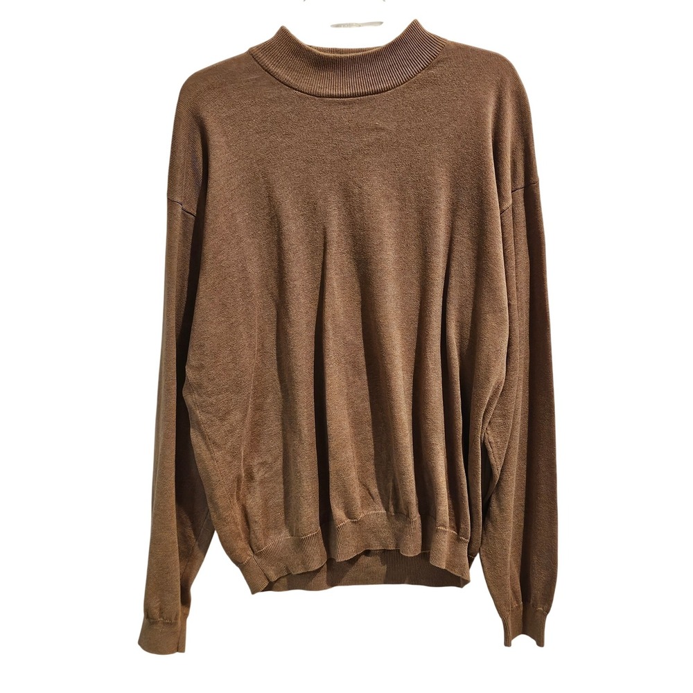 Croft & Barrow Mens Mock Neck Long Sleeve Cotton Sweater‎ XL Brown